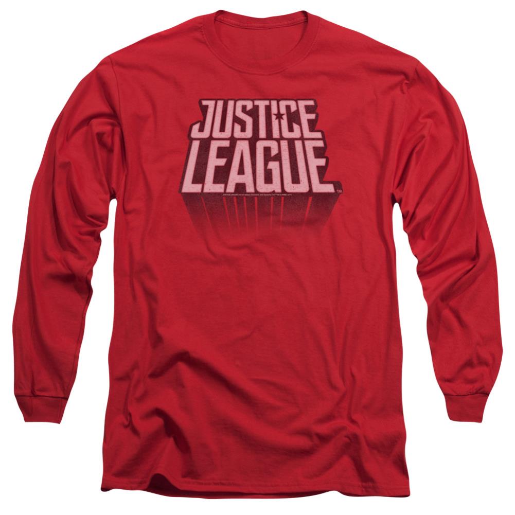 Justice League Movie League Distressed Men's 18/1 Cotton Long-Sleeve T-Shirt