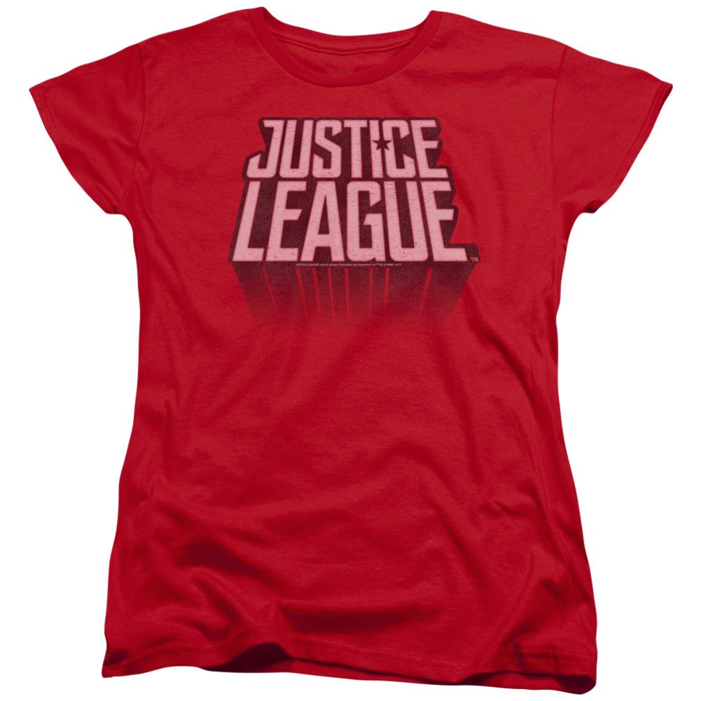 Justice League Movie League Distressed Women's 18/1 Cotton Short-Sleeve T-Shirt