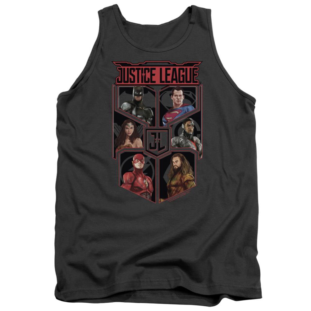 Justice League Movie League Of Six Men's 18/1 Cotton Tank Top