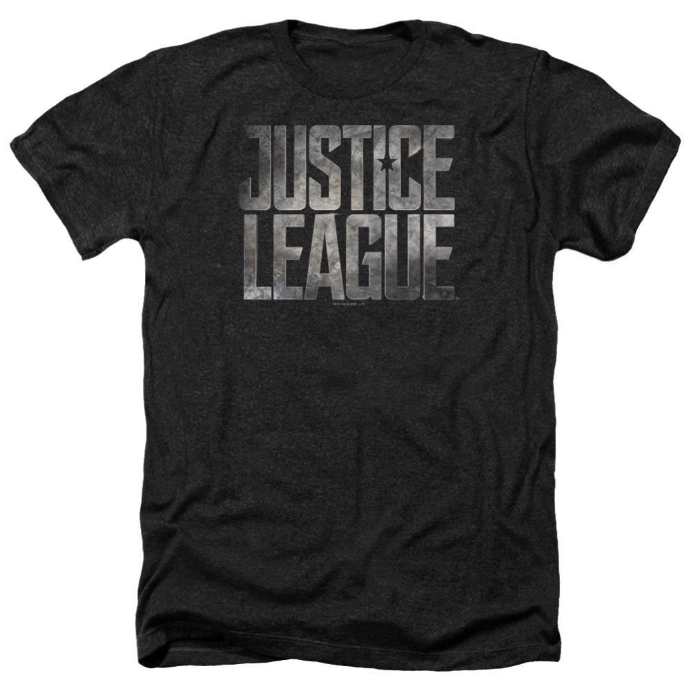 Justice League Movie Metal Logo Men's 30/1 Heather 60 40 Poly Short-Sleeve T-Shirt