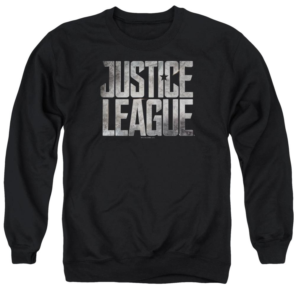 Justice League Movie Metal Logo Men's Crewneck 50 50 Poly Long-Sleeve T-Shirt