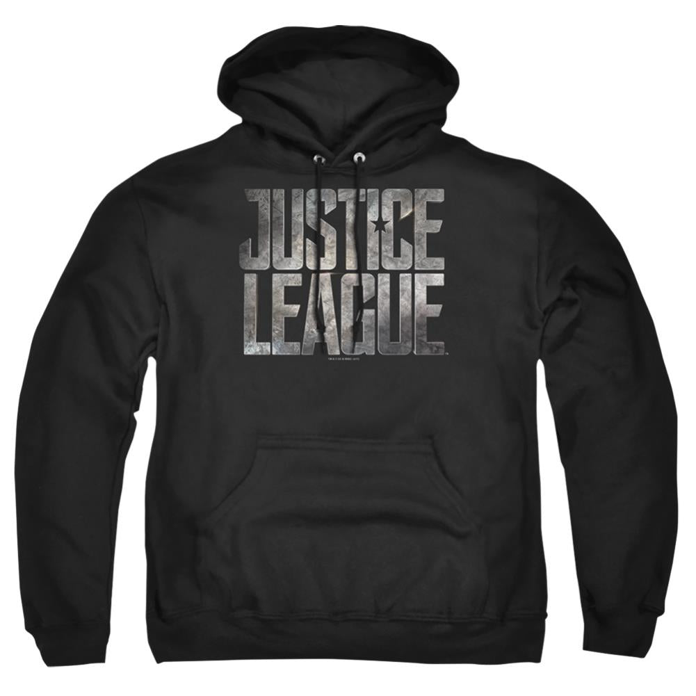 Justice League Movie Metal Logo Men's Pull-Over 75 25 Poly Hoodie