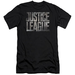 Justice League Movie Metal Logo Men's Ultra-Soft 30/1 Cotton Slim Short-Sleeve T-Shirt