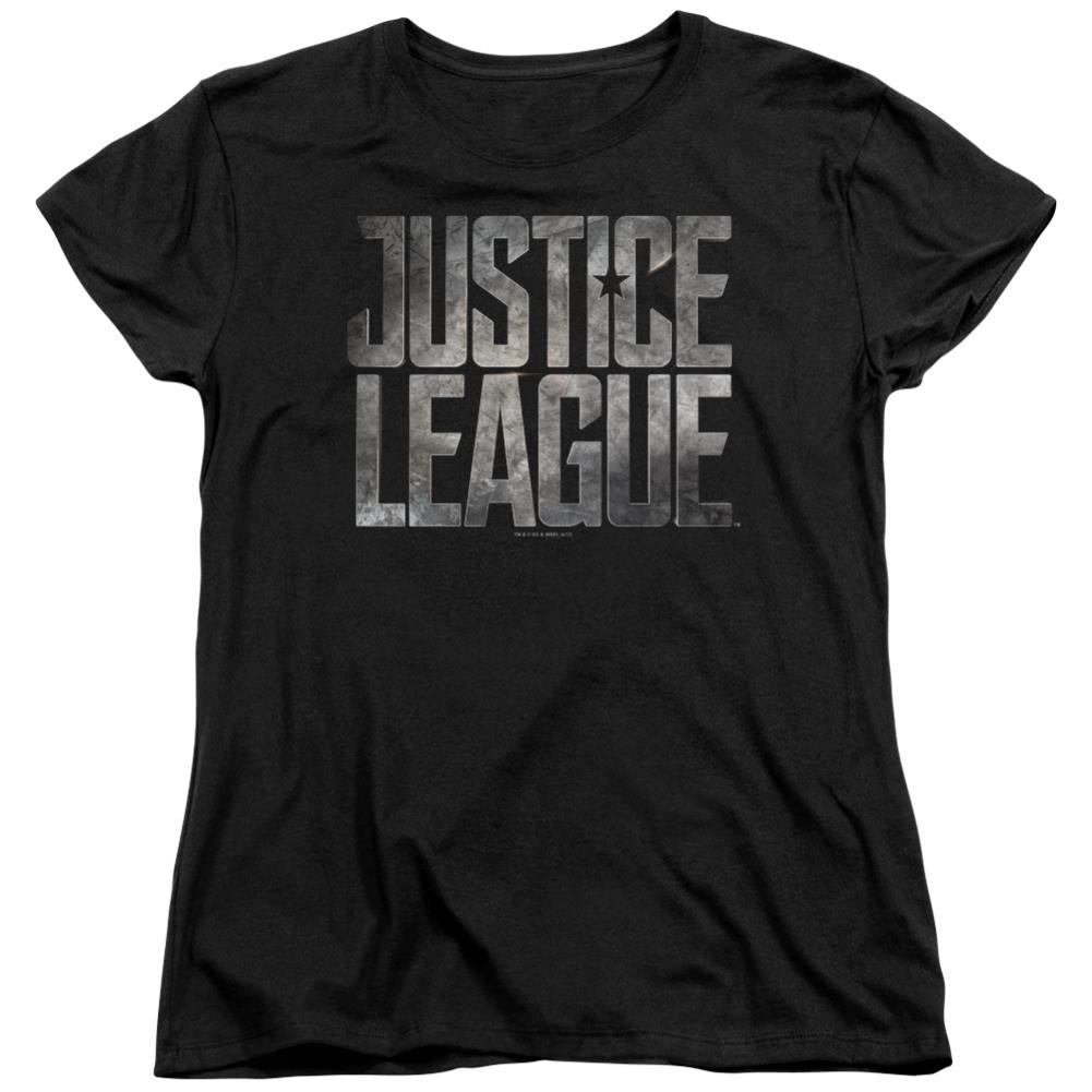 Justice League Movie Metal Logo Women's 18/1 Cotton Short-Sleeve T-Shirt