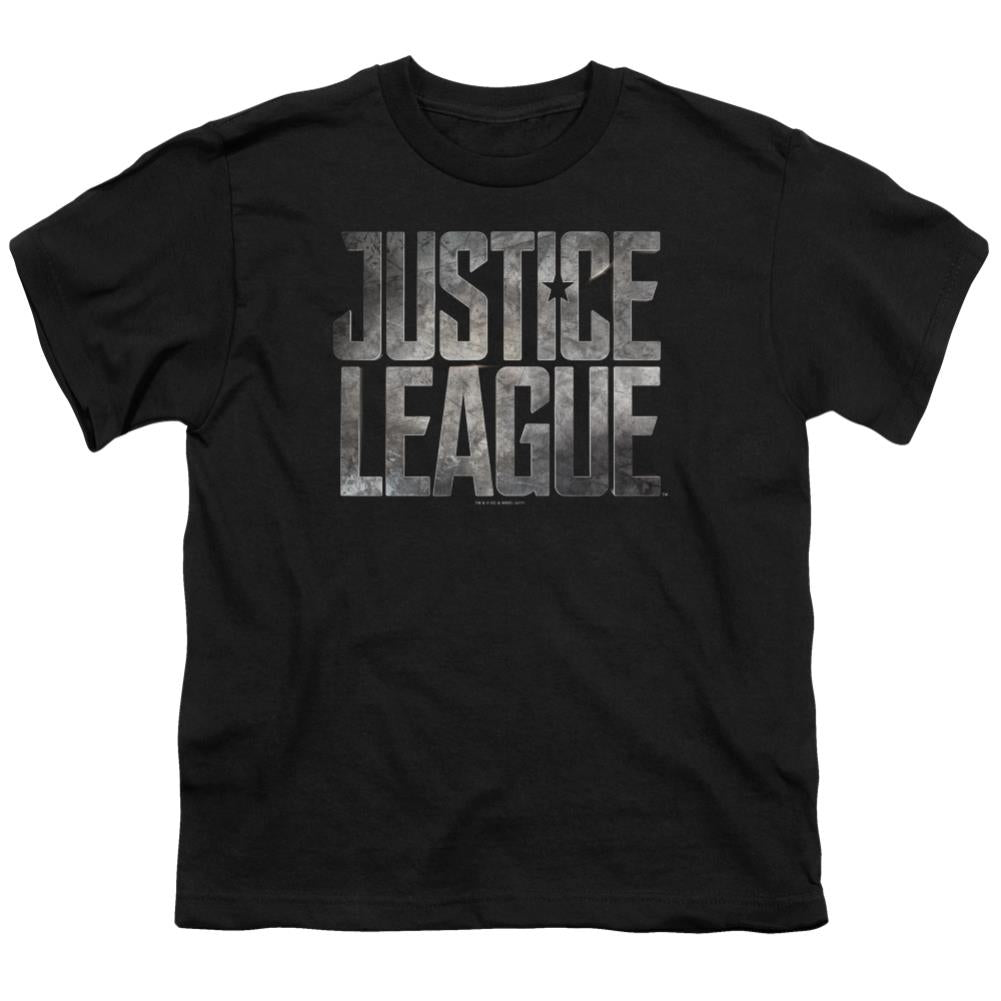 Justice League Movie Metal Logo Youth 18/1 100% Cotton Short-Sleeve T-Shirt
