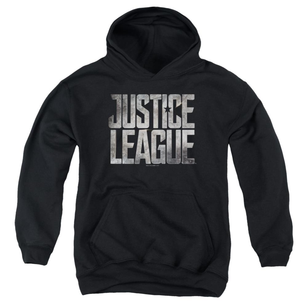 Justice League Movie Metal Logo Youth Cotton Poly Pull-Over Hoodie