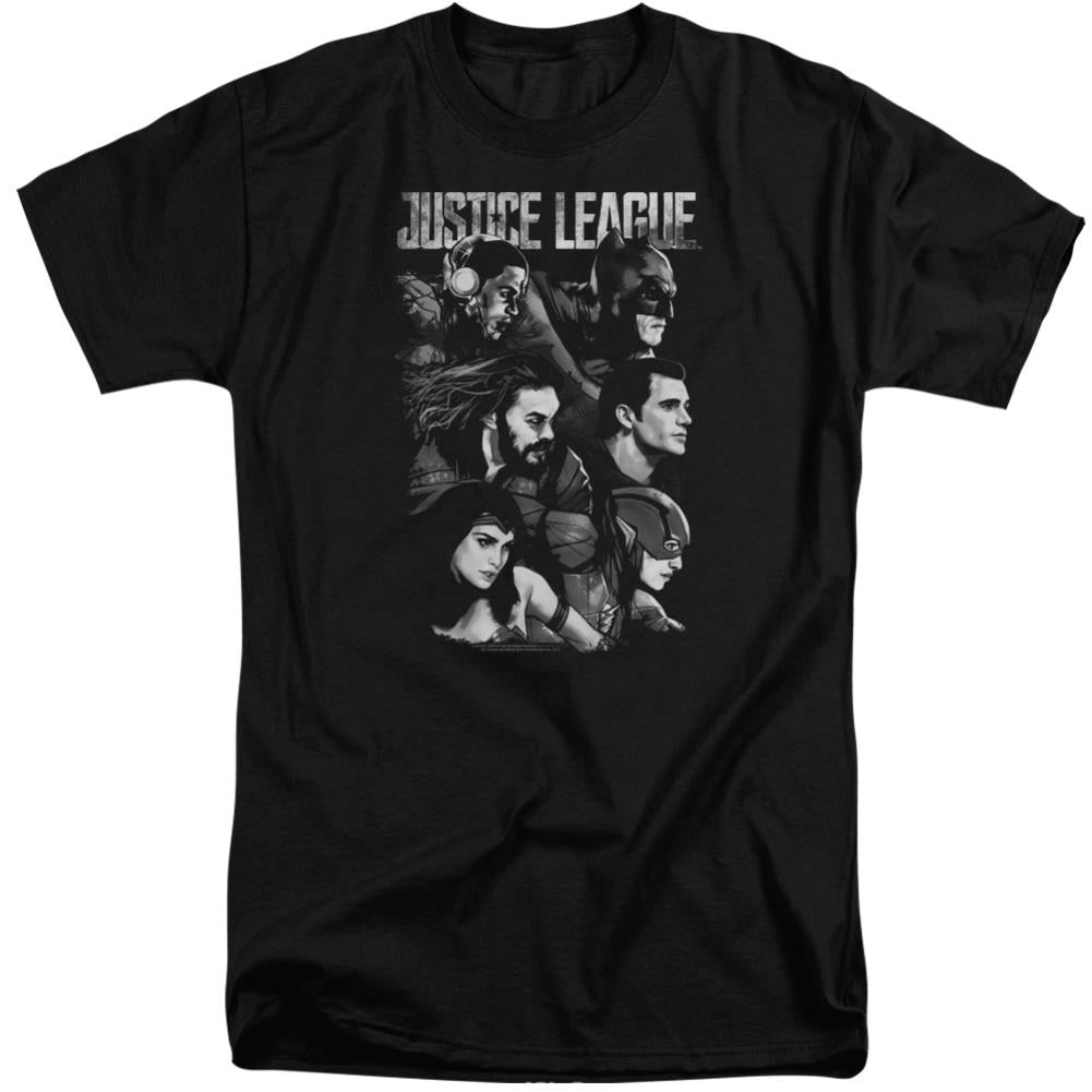 Justice League Movie Pushing Forward Men's 18/1 Tall Cotton Short-Sleeve T-Shirt