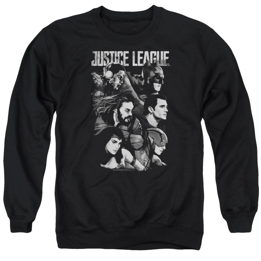 Justice League Movie Pushing Forward Men's Crewneck 50 50 Poly Long-Sleeve T-Shirt