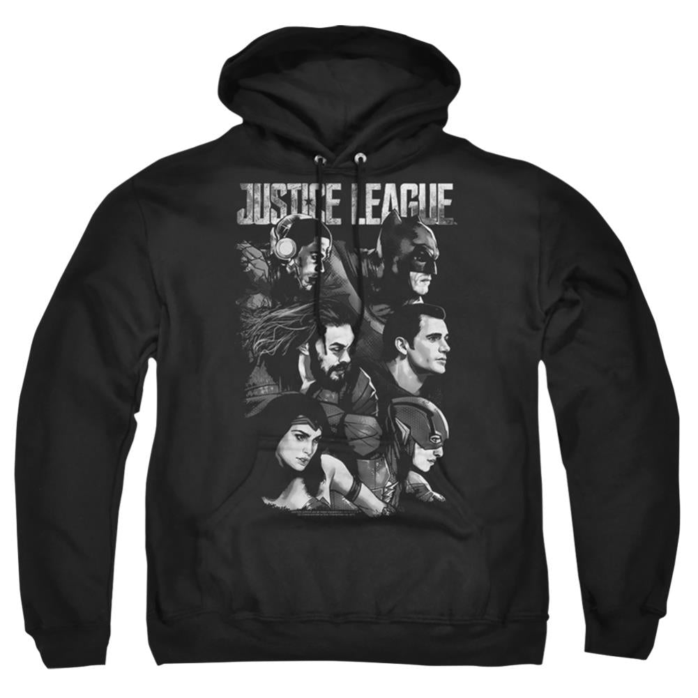 Justice League Movie Pushing Forward Men's Pull-Over 75 25 Poly Hoodie