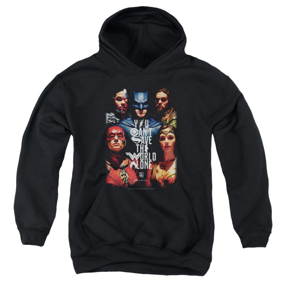 Justice League Movie Save The World Poster Youth Cotton Poly Pull-Over Hoodie