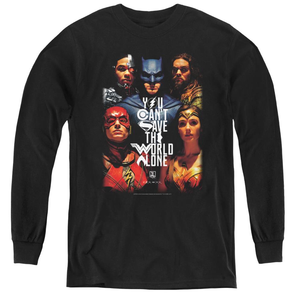 Justice League Movie Save The World Poster Youth Long-Sleeve T-Shirt