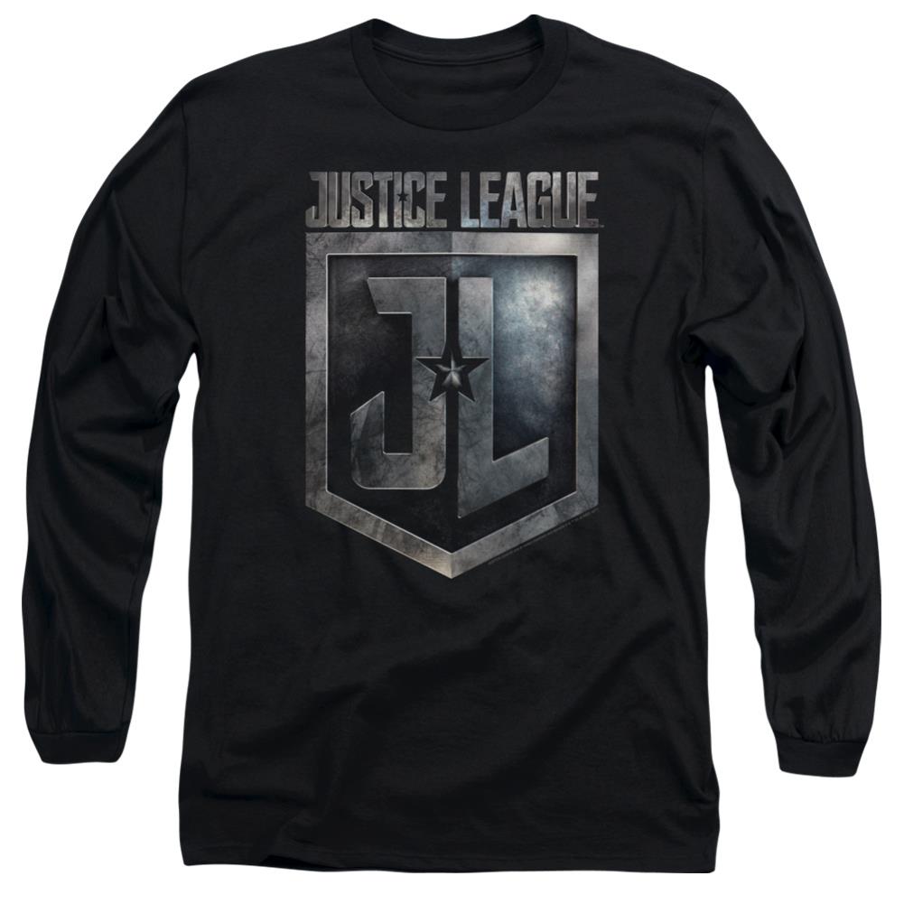 Justice League Movie Shield Logo Men's 18/1 Cotton Long-Sleeve T-Shirt