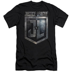 Justice League Movie Shield Logo Men's Ultra-Soft 30/1 Cotton Slim Short-Sleeve T-Shirt