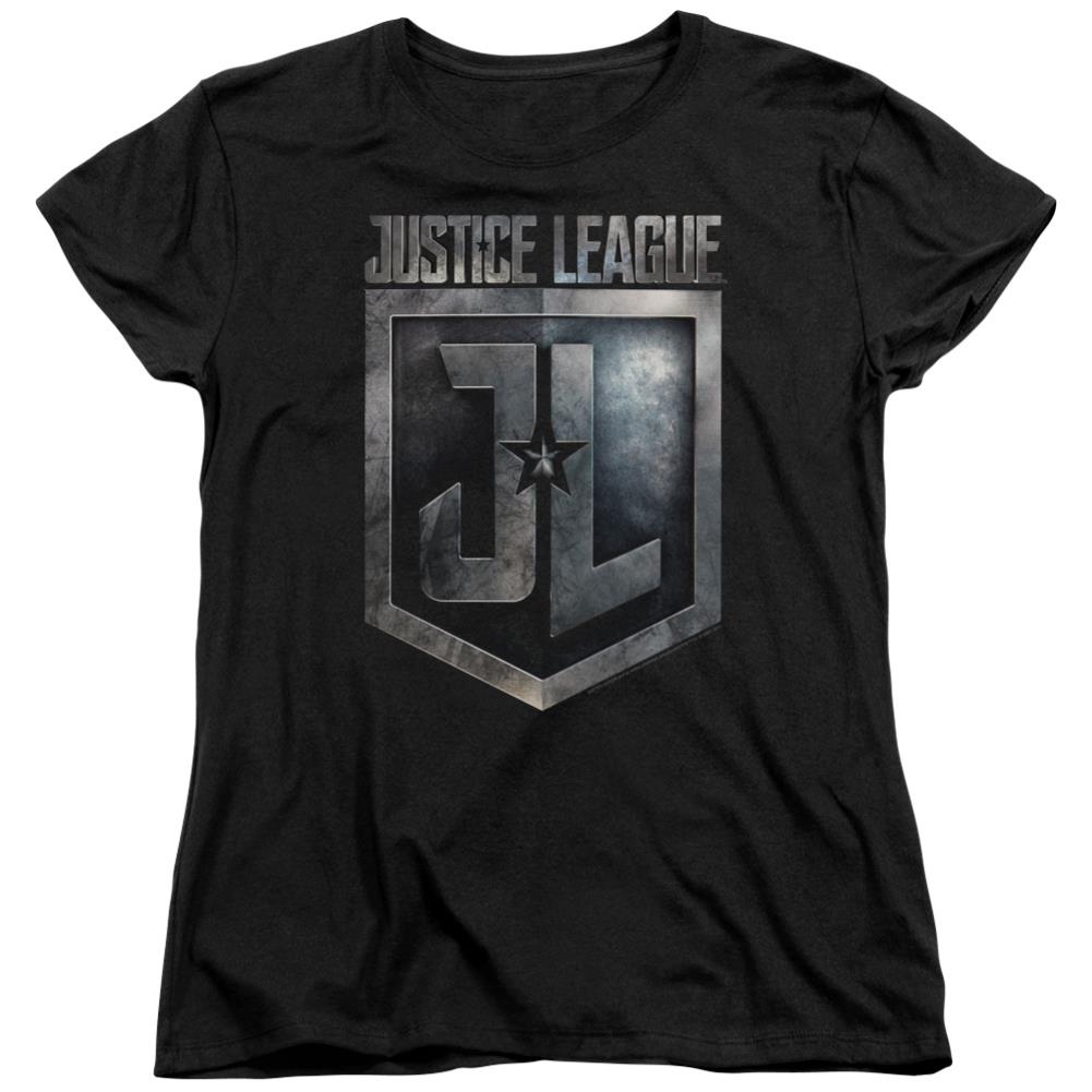Justice League Movie Shield Logo Women's 18/1 Cotton Short-Sleeve T-Shirt