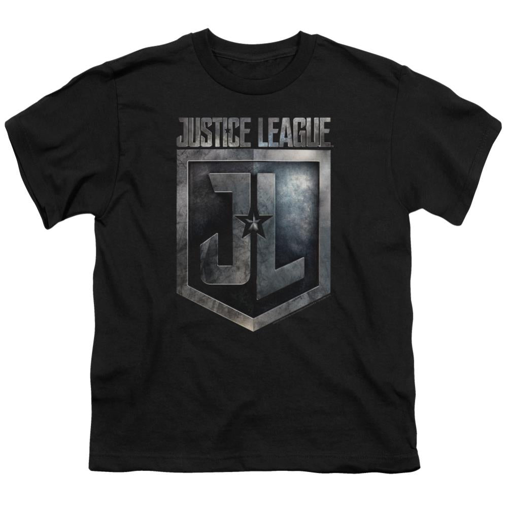 Justice League Movie Shield Logo Youth 18/1 100% Cotton Short-Sleeve T-Shirt