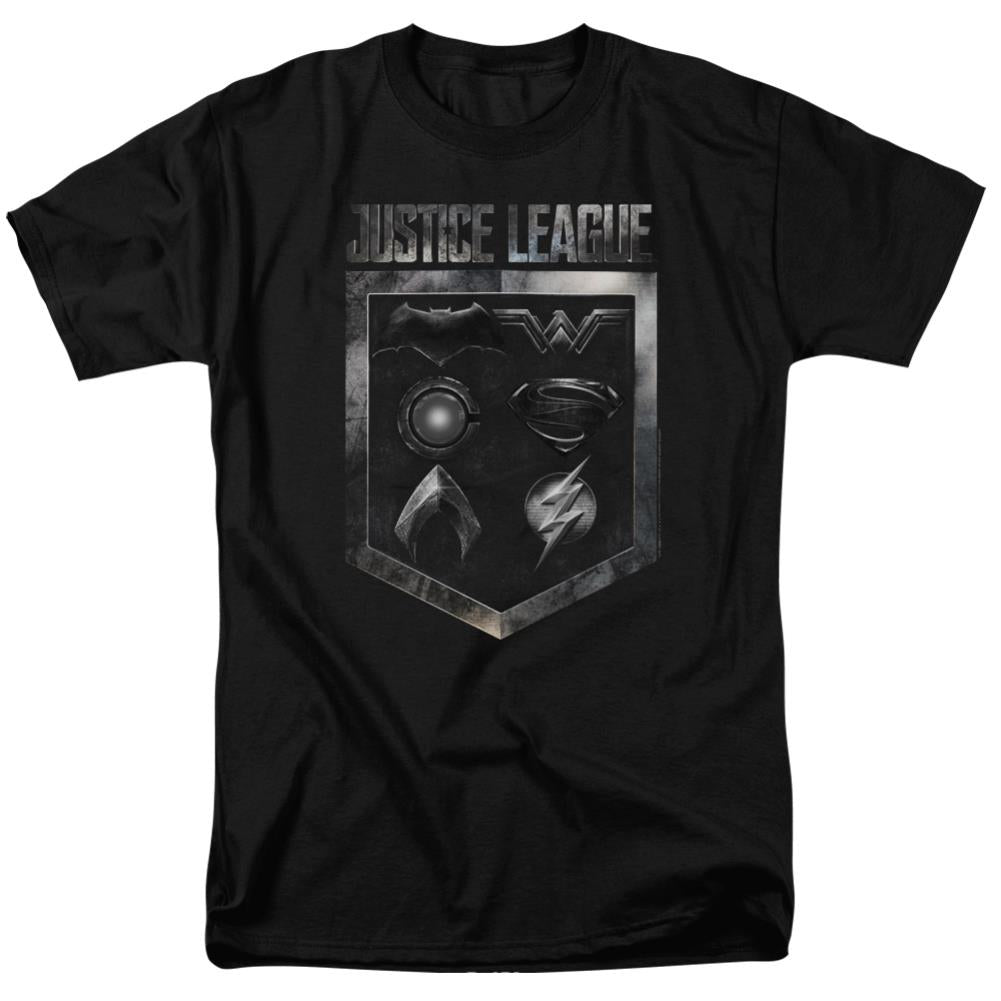 Justice League Movie Shield Of Emblems Men's 18/1 Cotton Short-Sleeve T-Shirt