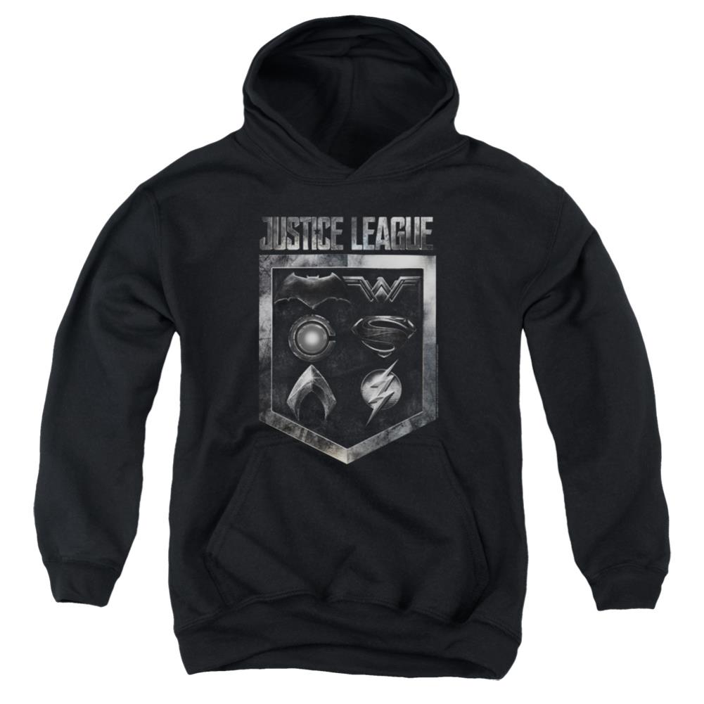 Justice League Movie Shield Of Emblems Youth Cotton Poly Pull-Over Hoodie