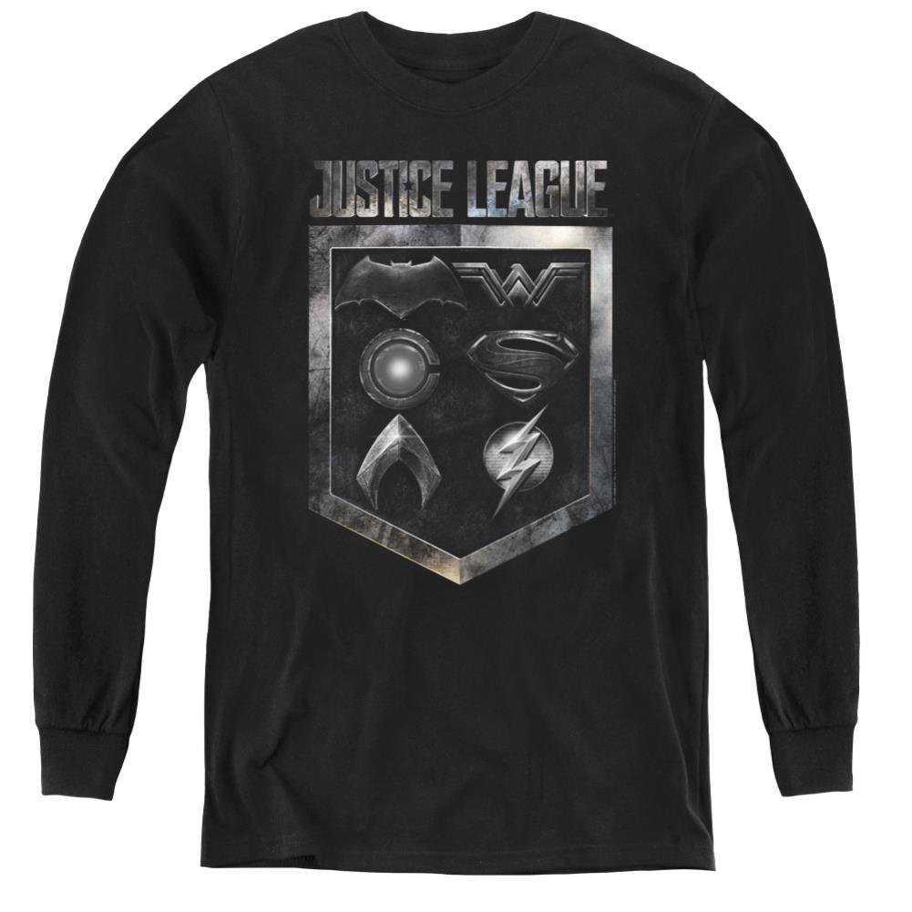 Justice League Movie Shield Of Emblems Youth Long-Sleeve T-Shirt