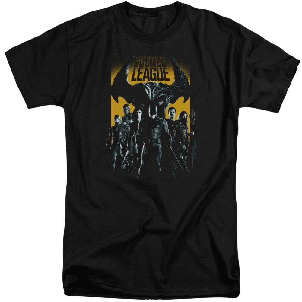 Justice League Movie Stand Up To Evil Men's 18/1 Tall Cotton Short-Sleeve T-Shirt