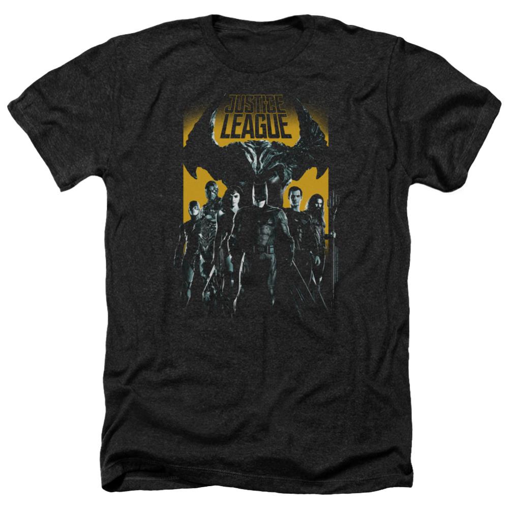 Justice League Movie Stand Up To Evil Men's 30/1 Heather 60 40 Poly Short-Sleeve T-Shirt