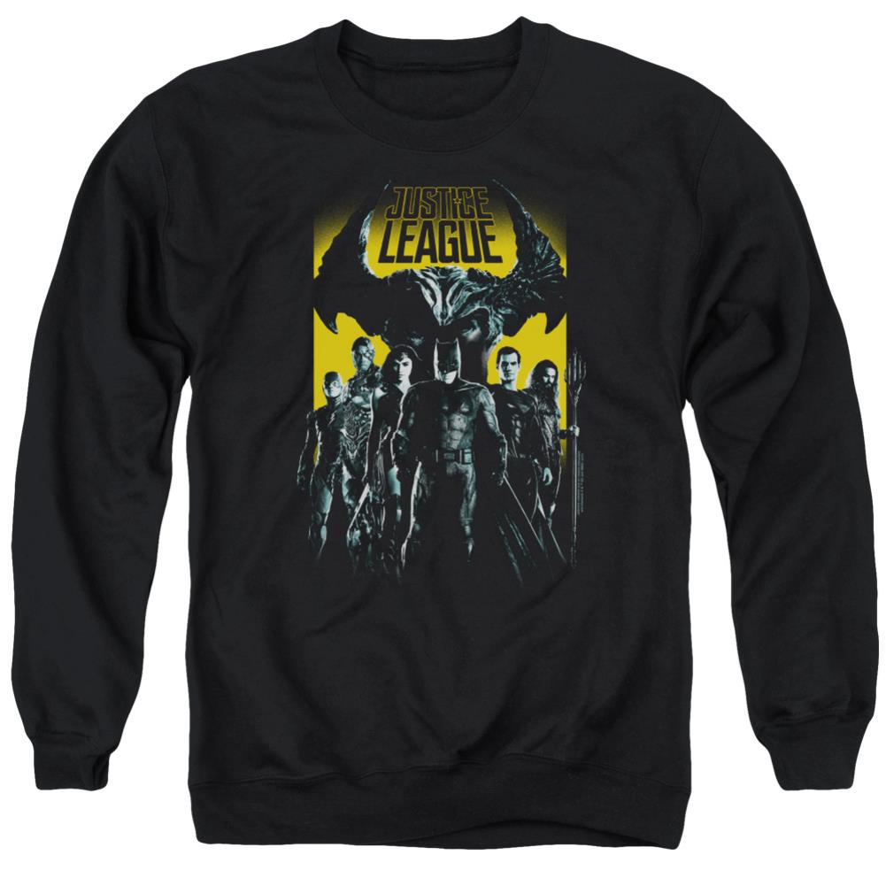 Justice League Movie Stand Up To Evil Men's Crewneck 50 50 Poly Long-Sleeve T-Shirt