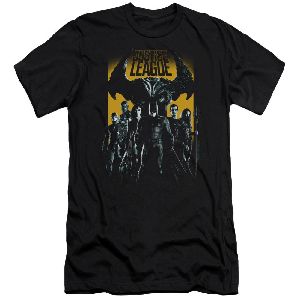 Justice League Movie Stand Up To Evil Men's Ultra-Soft 30/1 Cotton Slim Short-Sleeve T-Shirt