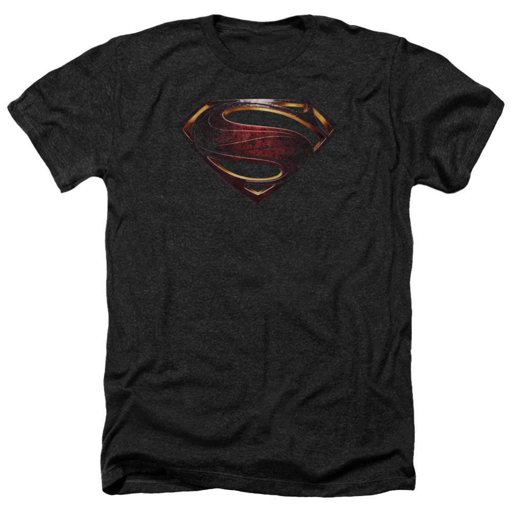 Justice League Movie Superman Logo Men's 30/1 Heather 60 40 Poly Short-Sleeve T-Shirt