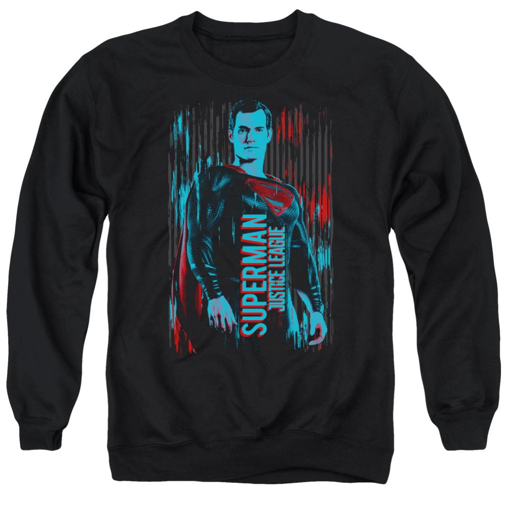 Justice League Movie Superman Men's Crewneck 50 50 Poly Long-Sleeve T-Shirt