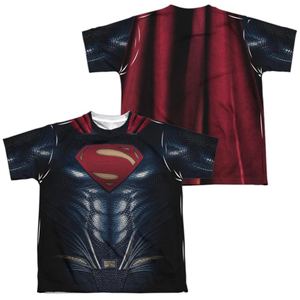 Justice League Movie Superman Uniform (Front/Back Print) Youth Regular Fit Poly Short-Sleeve T-Shirt