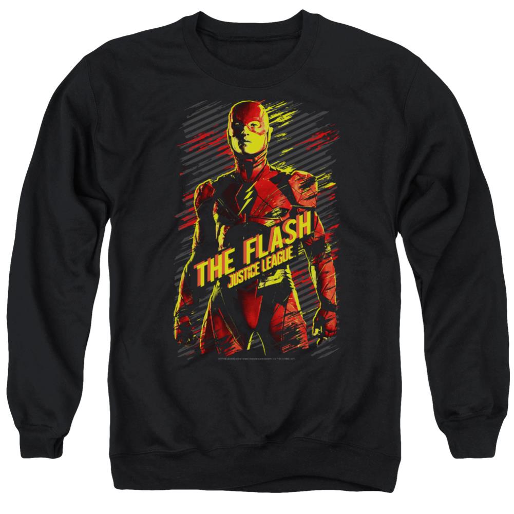 Justice League Movie The Flash Men's Crewneck 50 50 Poly Long-Sleeve T-Shirt