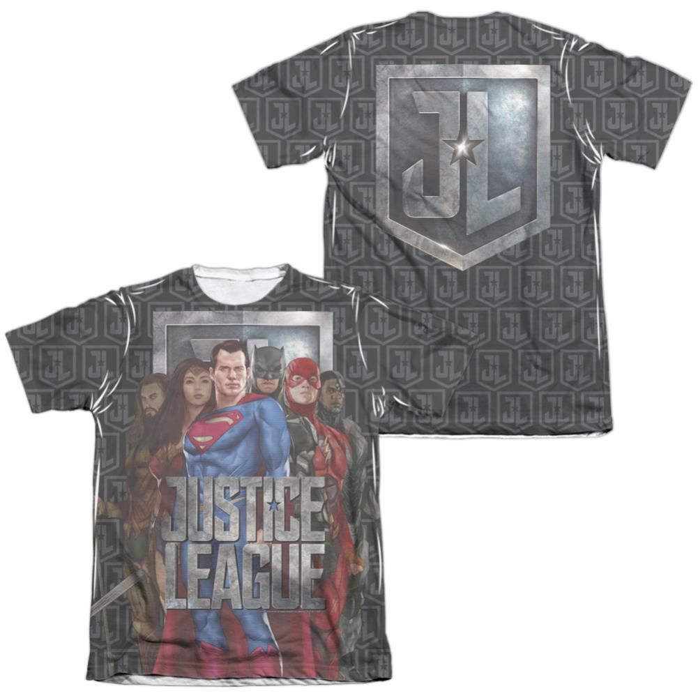 Justice League Movie The League (Front/Back Print) Men's Regular Fit Poly Cotton Short-Sleeve T-Shirt