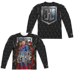 Justice League Movie The League (Front/Back Print) Men's Regular Fit Polyester Long-Sleeve T-Shirt