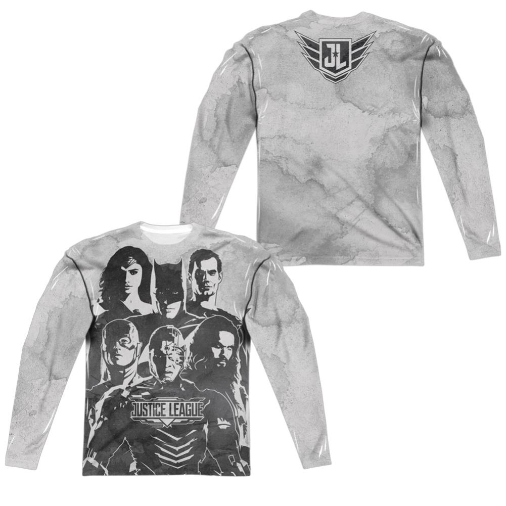 Justice League Movie The League (Front/Back Print) Men's Regular Fit Polyester Long-Sleeve T-Shirt