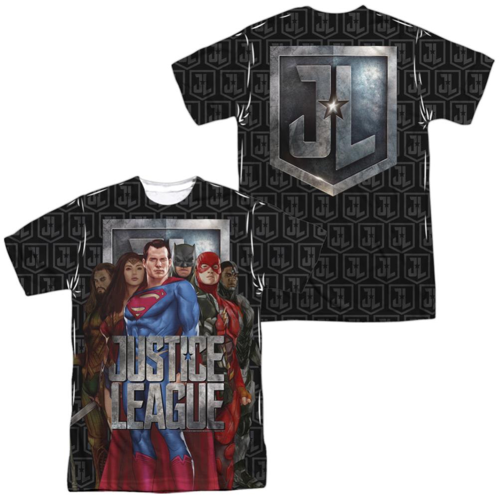 Justice League Movie The League (Front/Back Print) Men's Regular Fit Polyester Short-Sleeve T-Shirt