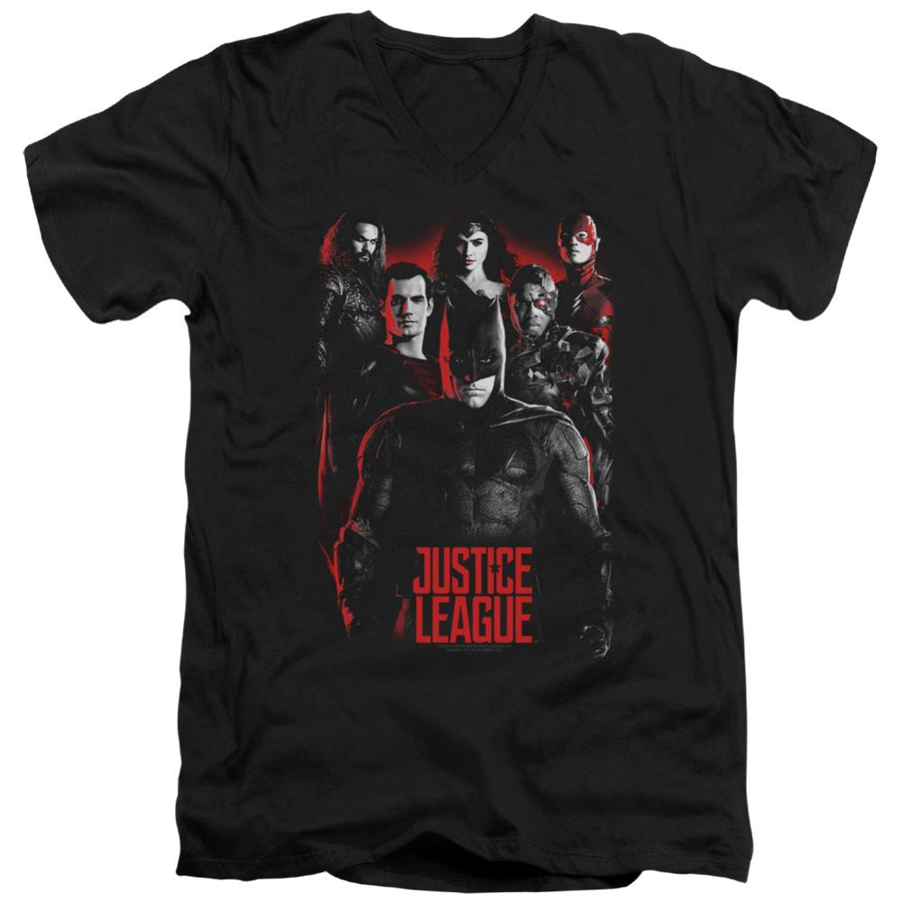 Justice League Movie The League Men's 30/1 Cotton Slim V-Neck T-Shirt