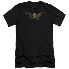 Justice League Movie Wonder Woman Logo Men's Ultra-Soft 30/1 Cotton Slim Short-Sleeve T-Shirt