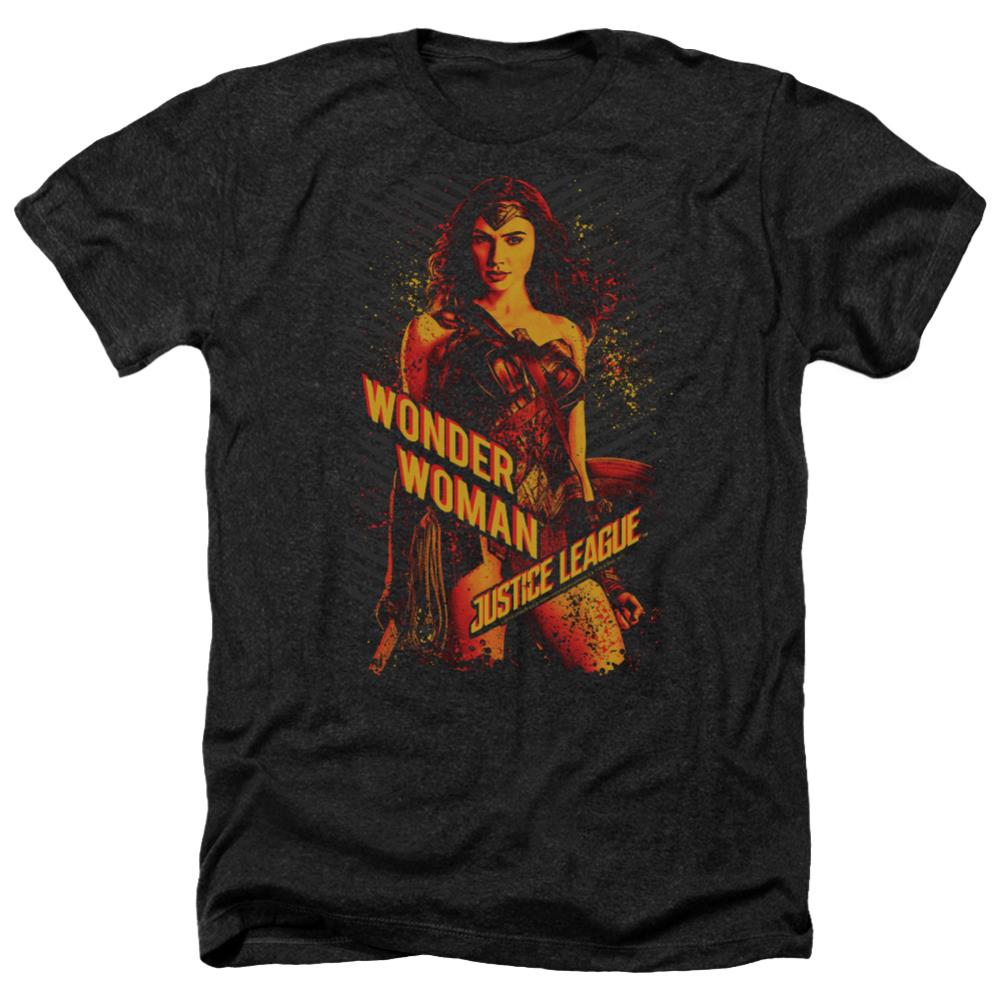 Justice League Movie Wonder Woman Men's 30/1 Heather 60 40 Poly Short-Sleeve T-Shirt