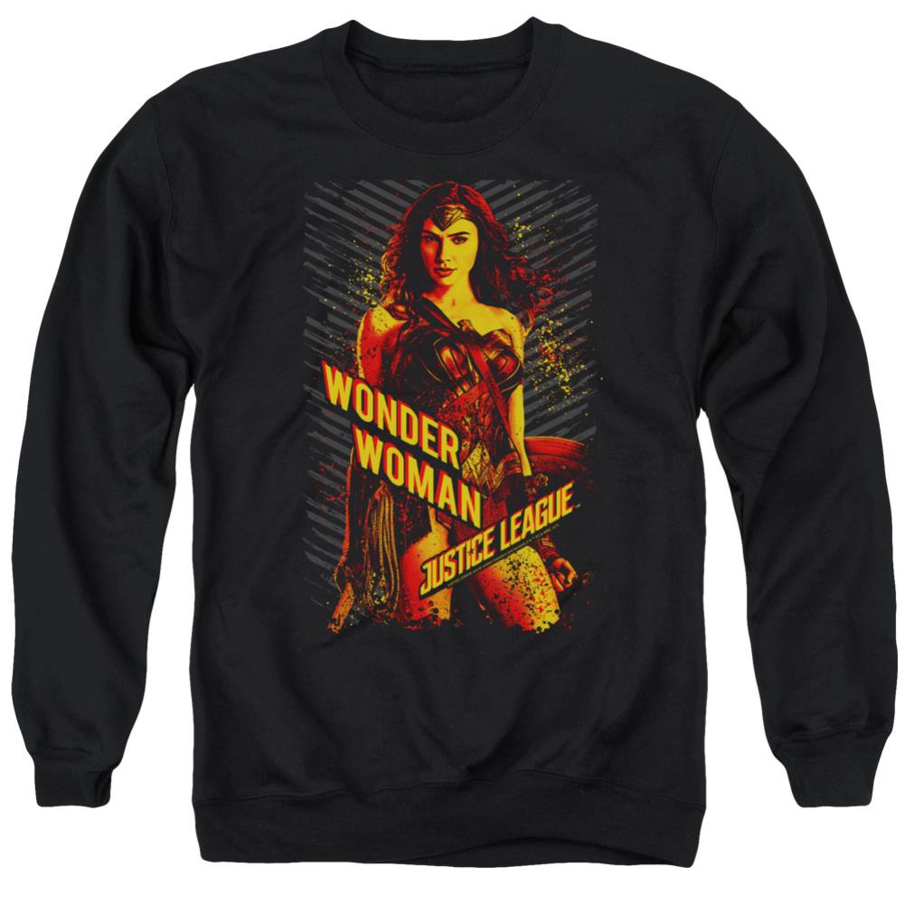 Justice League Movie Wonder Woman Men's Crewneck 50 50 Poly Long-Sleeve T-Shirt