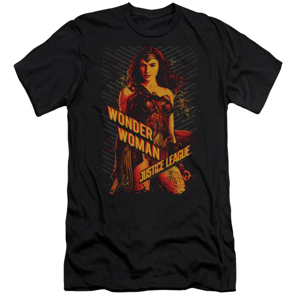 Justice League Movie Wonder Woman Men's Ultra-Soft 30/1 Cotton Slim Short-Sleeve T-Shirt