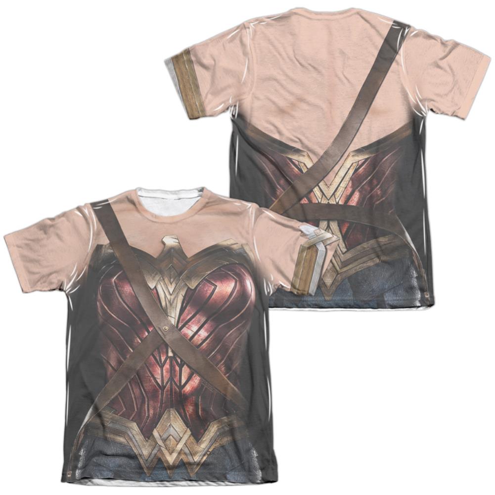 Justice League Movie Wonder Woman Uniform (Front/Back Print) Men's Regular Fit Poly Cotton Short-Sleeve T-Shirt