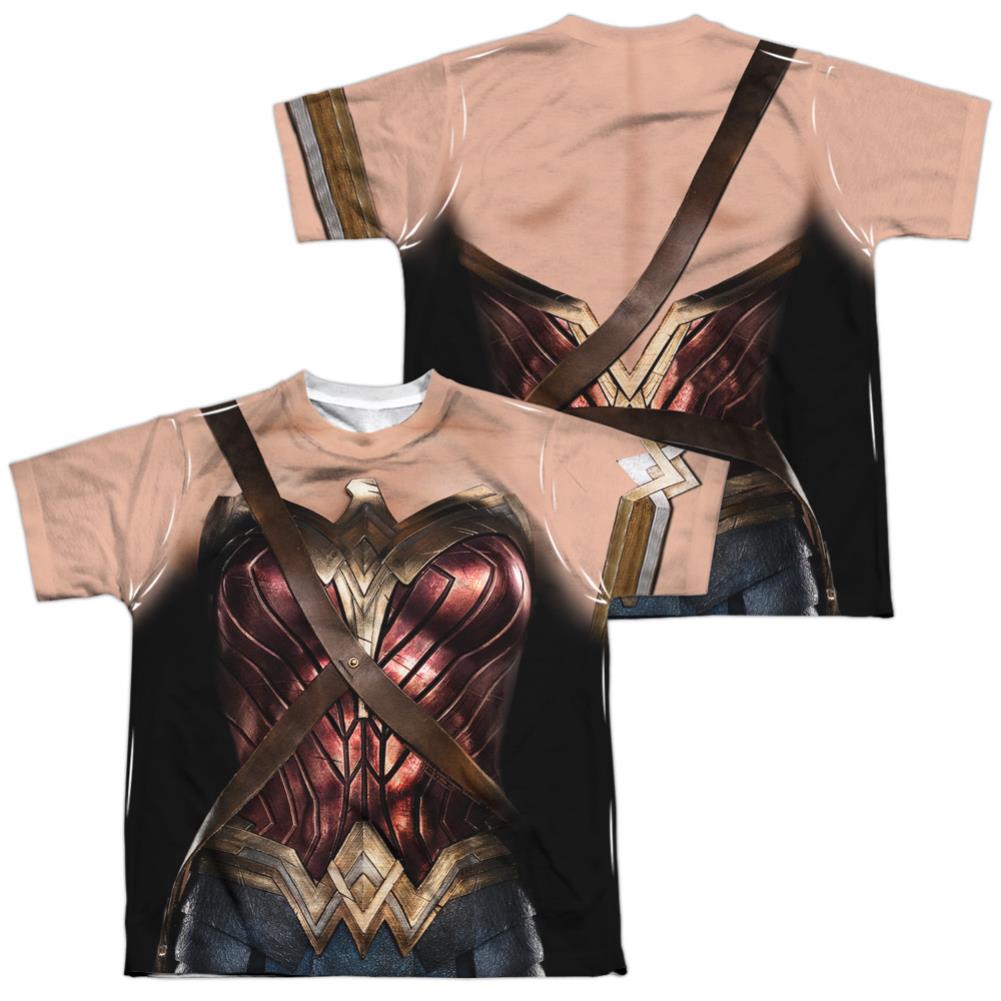 Justice League Movie Wonder Woman Uniform (Front/Back Print) Youth Regular Fit Poly Short-Sleeve T-Shirt