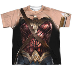 Justice League Movie Wonder Woman Uniform Youth Regular Fit Poly Short-Sleeve T-Shirt