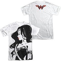 Justice League Movie WW Profile (Front/Back Print) Men's Regular Fit Polyester Short-Sleeve T-Shirt