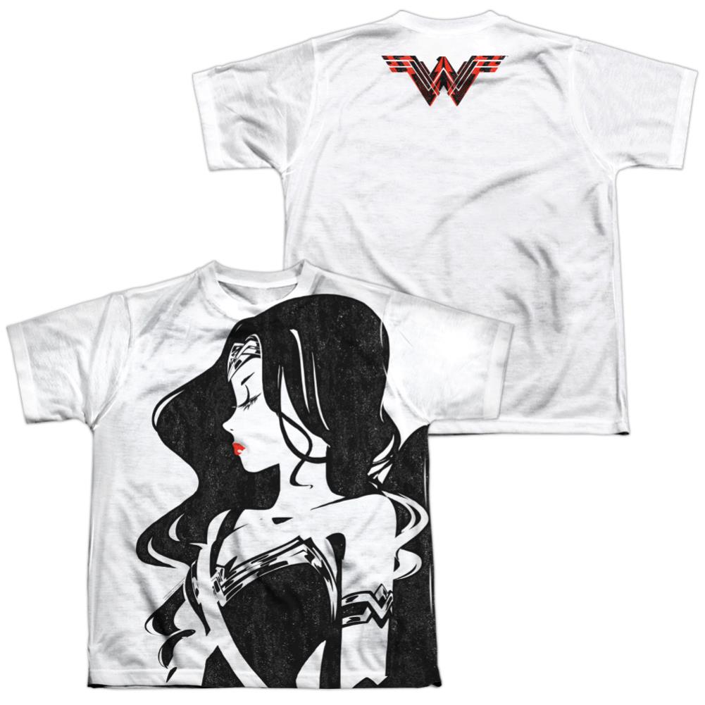 Justice League Movie WW Profile (Front/Back Print) Youth Regular Fit Poly Short-Sleeve T-Shirt