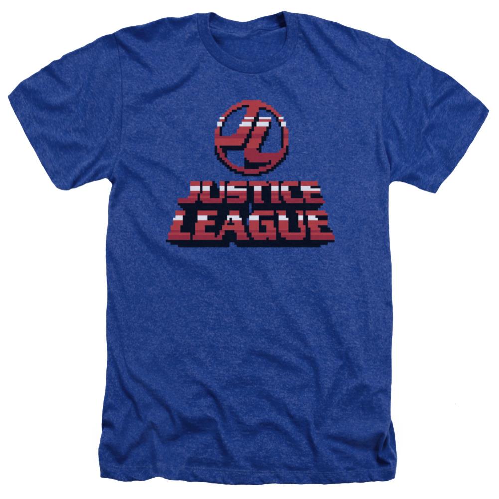 Justice League Of America 8 Bit JLA Men's 30/1 Heather 60 40 Poly Short-Sleeve T-Shirt