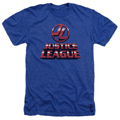 Justice League Of America 8 Bit JLA Men's 30/1 Heather 60 40 Poly Short-Sleeve T-Shirt