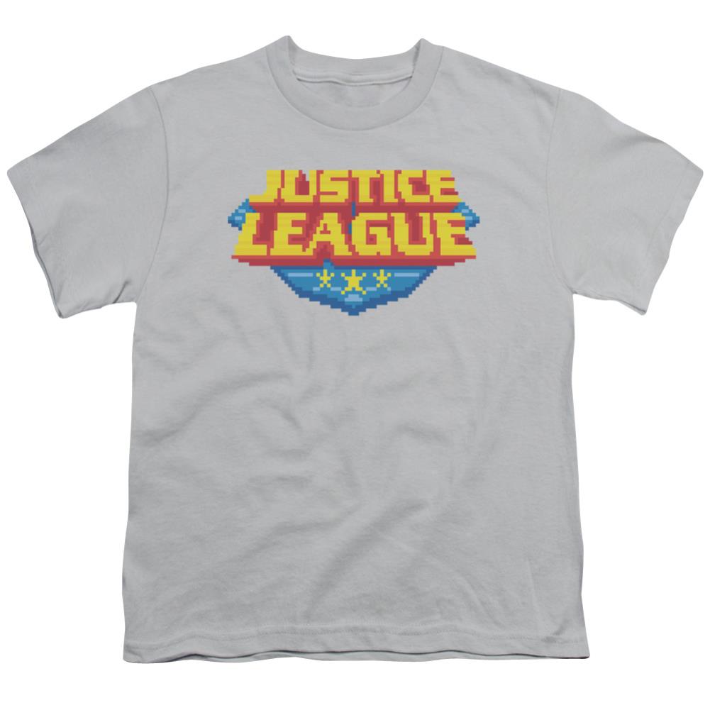 Justice League Of America 8 Bit Logo Youth 18/1 100% Cotton Short-Sleeve T-Shirt