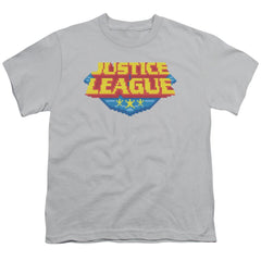 Justice League Of America 8 Bit Logo Youth 18/1 100% Cotton Short-Sleeve T-Shirt