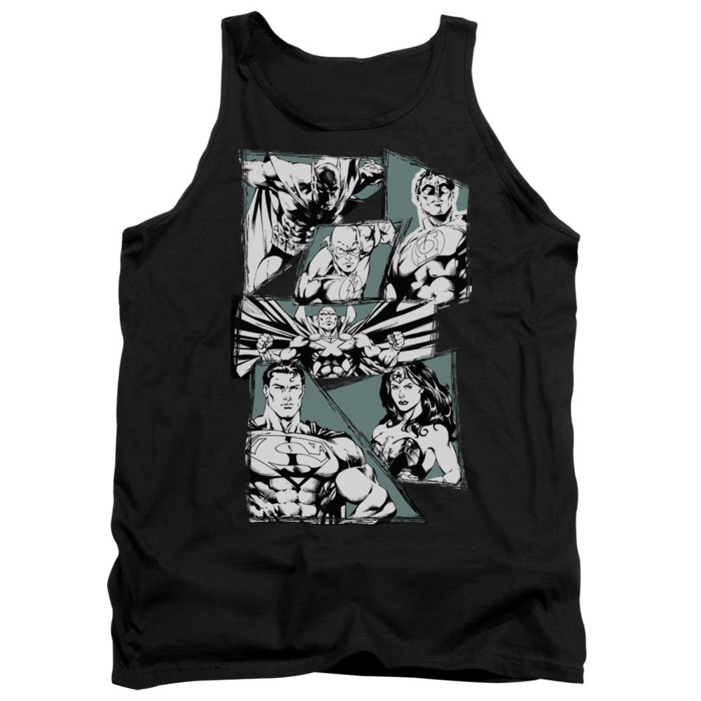 Justice League Of America A Mighty League Men's 18/1 Cotton Tank Top