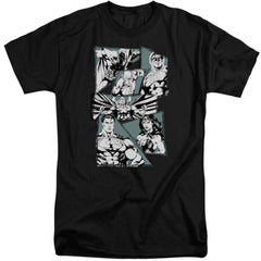 Justice League Of America A Mighty League Men's 18/1 Tall Cotton Short-Sleeve T-Shirt